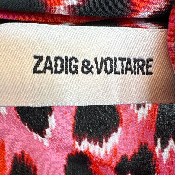 Zadig & Voltaire Ryde Pink & Orange Leopard Silk Dress Medium Size - Picture 8 of 10